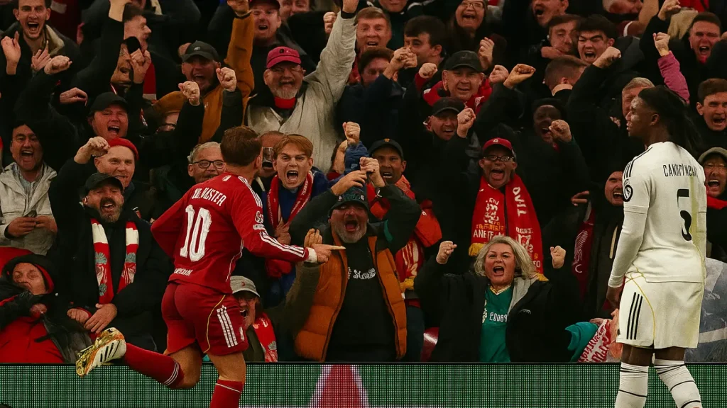 Alexis Mac Allister mencetak gol kemenangan Liverpool ke gawang Real Madrid